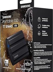 SAMSUNG Portable SSD T7 Shield 4To USB 3.2 Gen 2 Black (6€ CP)