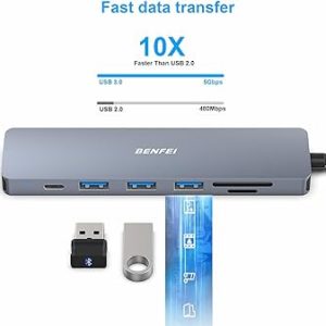 V7 – HUB USB-C mâle vers -USB3-Carte Flash PC/MAC