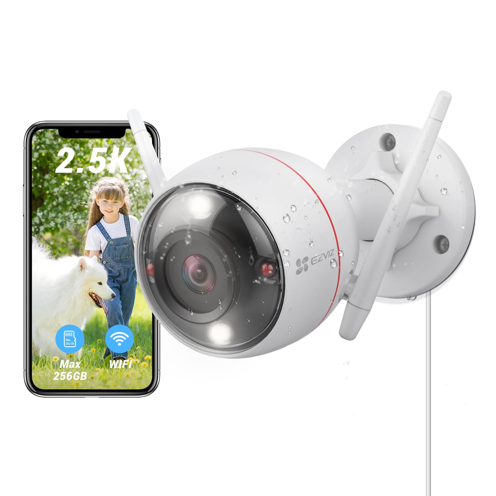 EZVIZ-CAMERA Wifi EXTERIEUR C3W PRO 2MP FHD IP67 SIRENE&LAMPE