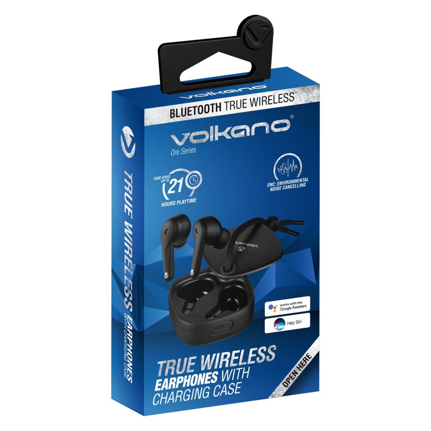 VOLKANO VK-1151-BK ECOUTEURS ORE SERIES TRUE WIRELESS AVC CASE CHARGI