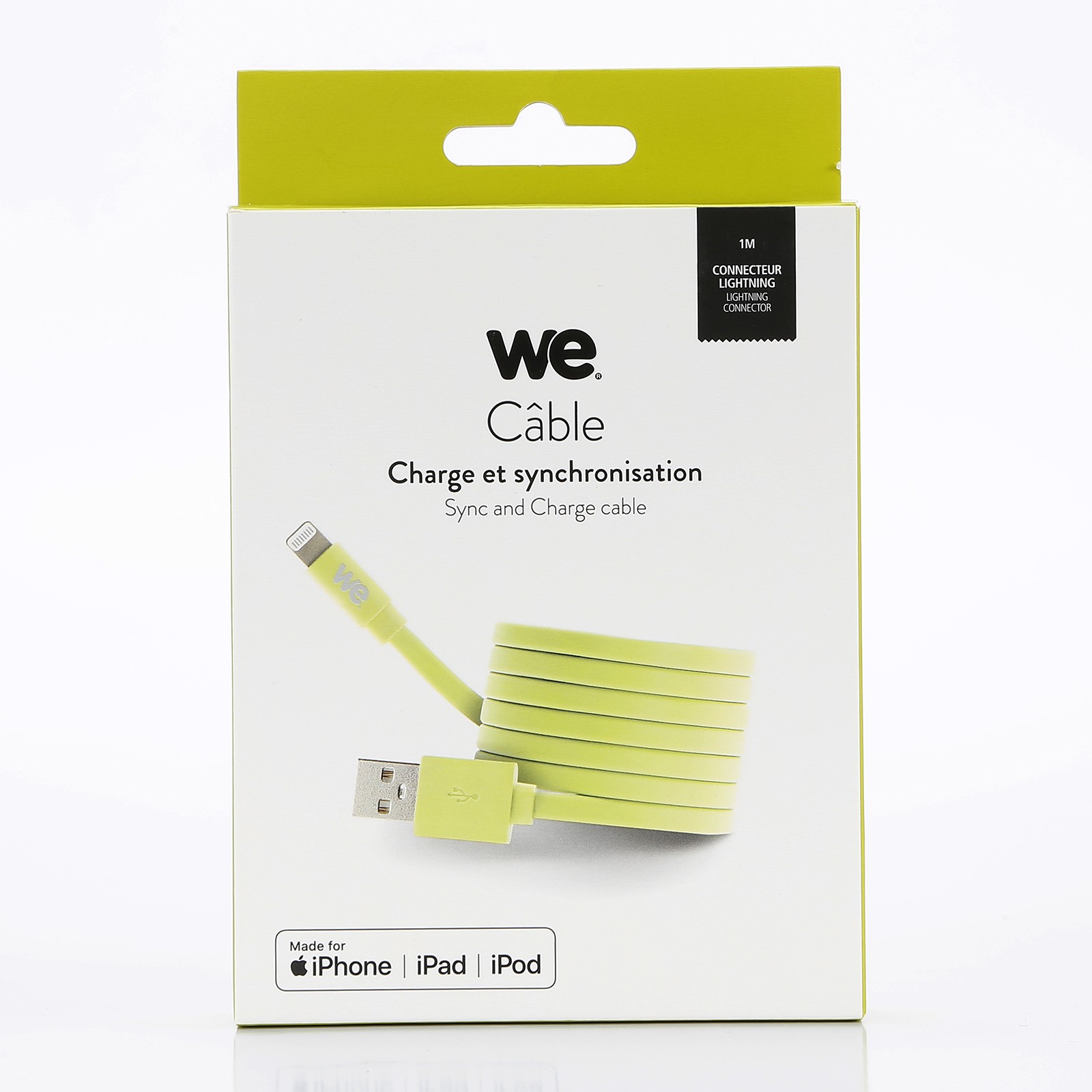 WE CABLE APPLE USB/LIGHTNING PLAT 1M VERT