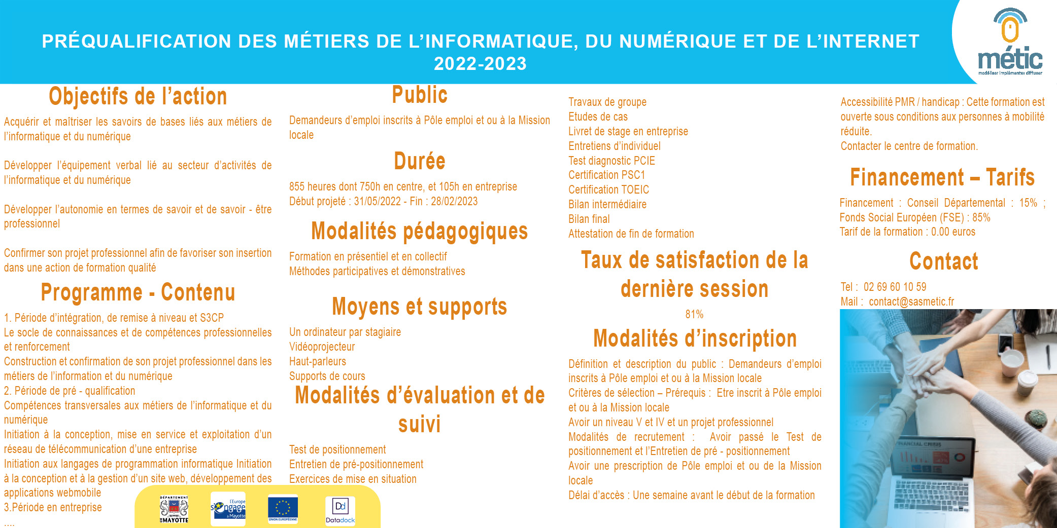 Formation préqualification aux métiers de l'informatique et du numérique